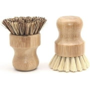 Limei Bamboo Dish Scrub Brush, Kitchen Wooden Cleaning Scrubbers Mini Palm Scrub Brush Kit for Washing Dishes, Cast Iron Skillet, Pots, Pans, Vegetables